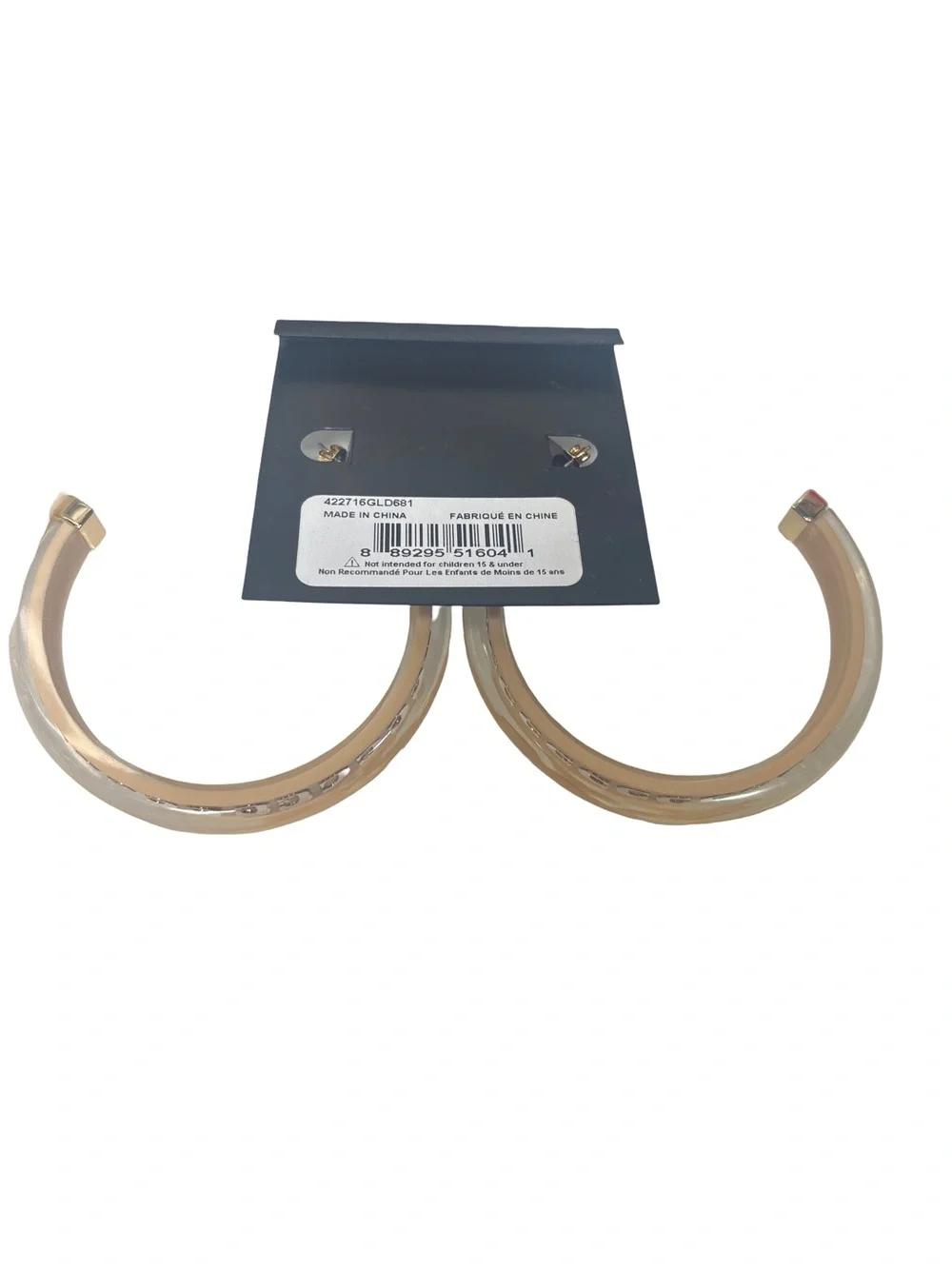 Coach Gold and Tan Resin Hoop Earrings - Women Jewelry NWT w/ Dusty - Picture 2 of 3
